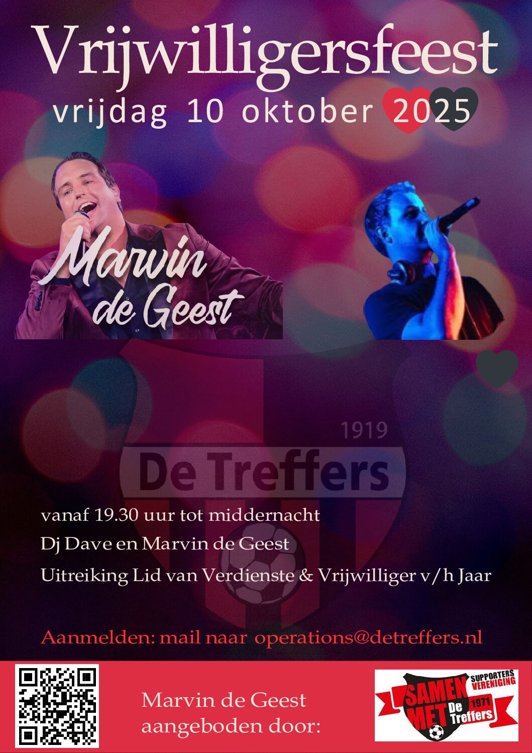 Vergeet je niet op te geven voor het Vrijwilligersfeest!